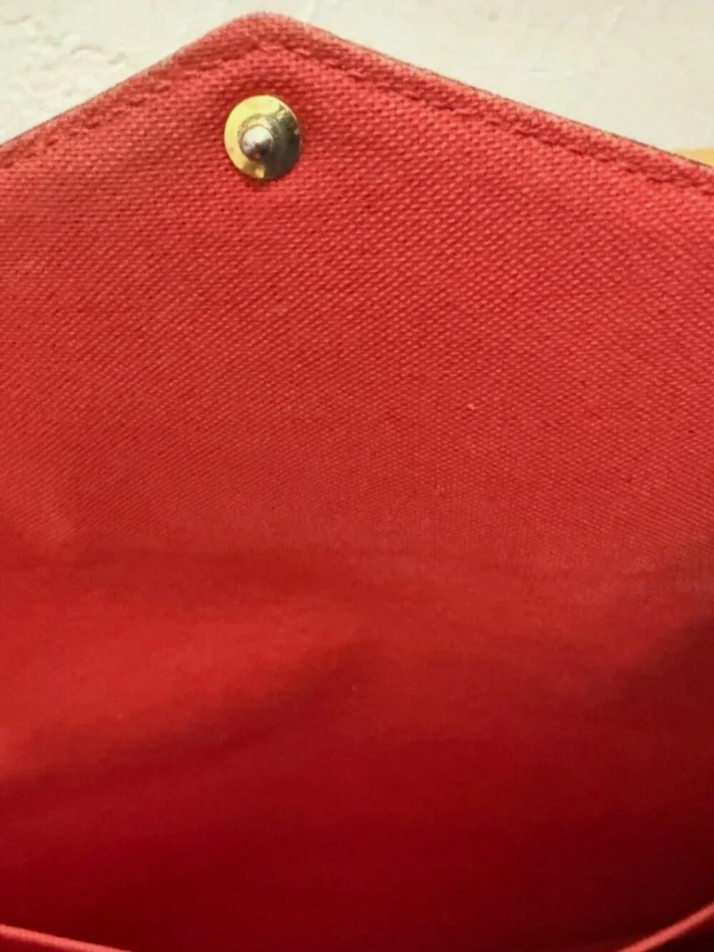 Louis Vuitton Damier Ebene Felicie with Red Wallet Insert Gold Chain Strap